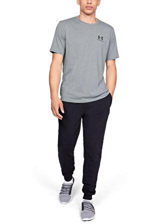 Under Armour O Yaka Düz Gri Erkek T-Shirt 1326799-036-S-STYLE LEFT CHEST SS