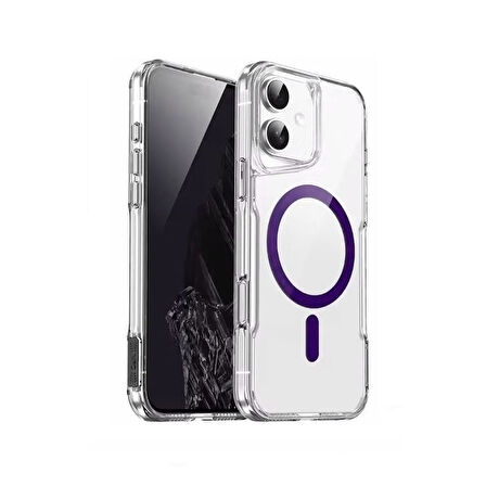 Gpack Apple iPhone 16 Plus Kılıf Magsafe Renkli Şeffaf Sert Mika T-Max ALP