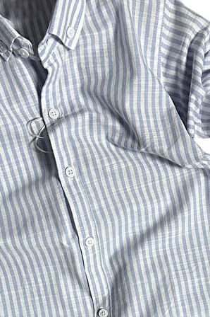 Erkek Çocuk Çizgili Keten Gömlek Lacivert Jean Pantolon Alt Üst Takım