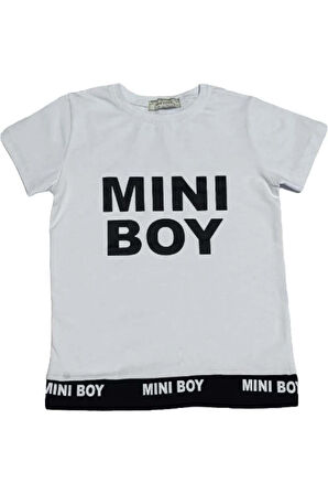 Erkek Çocuk Mini Boy Yazı ve Şerit Detaylı T-shirt Kolsuz Siyah Yelek Eşofman Takım