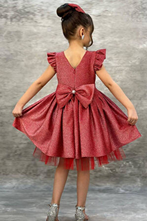 Kız Çocuk Parıldayan Nar Çiçeği  Elbise