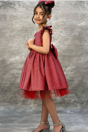 Kız Çocuk Parıldayan Nar Çiçeği  Elbise