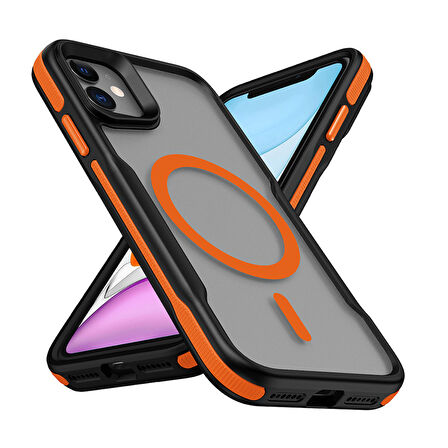 Gpack Apple iPhone 11 Kılıf Magsafeli Airbag Şeritli Renkli Kenar Lamer Kapak