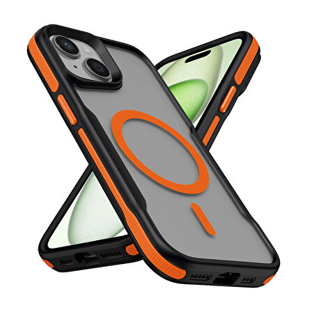 Gpack Apple iPhone 13 Kılıf Magsafeli Airbag Şeritli Renkli Kenar Lamer Kapak
