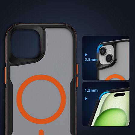 Gpack Apple iPhone 15 Kılıf Magsafeli Airbag Şeritli Renkli Kenar Lamer Kapak