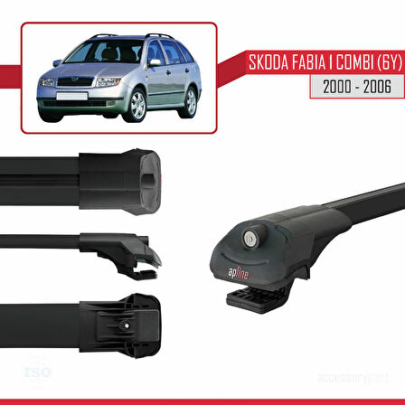 Skoda Fabia (6Y) Combi 2000-2006 Arası ile Uyumlu ACE-1 Ara Atkı Tavan Barı Siyah 2 Adet