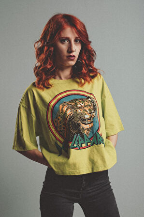 Def Leppard Fosfor Yeşil Crop T-shirt