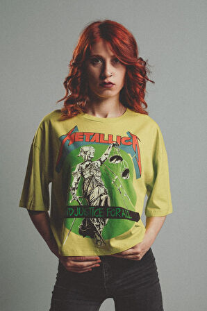 Def Leppard Fosfor Yeşil Crop T-shirt