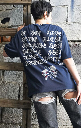 Dropdead Lacivert Oversize Unisex T-shirt