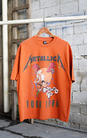 Metallica Damage Tour 1986 Oversize Unisex Turuncu T-shirt