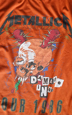 Metallica Damage Tour 1986 Oversize Unisex Turuncu T-shirt