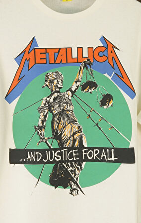 Metallica ''and Justice For All'' Oversize Kısa Kollu Off White Tshirt