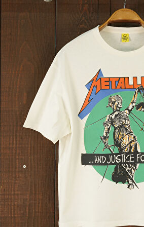 Metallica ''and Justice For All'' Oversize Kısa Kollu Off White Tshirt