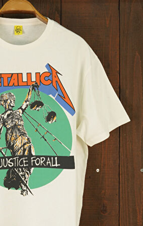Metallica ''and Justice For All'' Oversize Kısa Kollu Off White Tshirt
