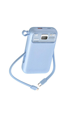 Dahili Mavi Kablolu Hızlı Şarj Powerbank 20.000 Mah PD 20W + 22.5W 15W Dijital Göstergeli Powerbank