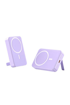 Mor Renk Magsafe Kablosuz Powerbank Battery Xiaomi-İphone-samsung uyumlu(15W + 20W PD 10000 MAh)