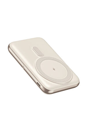 15w-20w Magsafe powerbank iphone-samsung uyumlu 10.000 Mah Pd Hızlı sarj Özellikli Krem Powerbank
