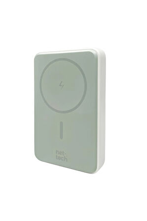 beyaz renk 10000 MAh PD 15W Hızlı Sarj Magsafe Powerbank (Oto Şarj Kesme+Lityum-Lion Pil+2 Çıkışlı)