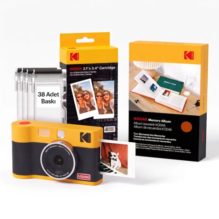 Kodak Mini Shot 2 ERA Filmli Fotoğraf Makinesi + 30'lu Baskı Seti + Fotoğraf Albümü ( Turuncu )