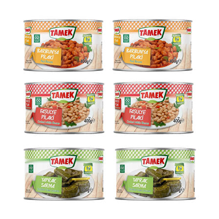 Tamek Barbunya - Fasulye - Yaprak Sarma 400 gr x 6 lı Karma Paket