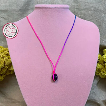 Uretti - Tuğba 6667 El Yapımı Doğal Taş Ametist Kolye - 33 cm