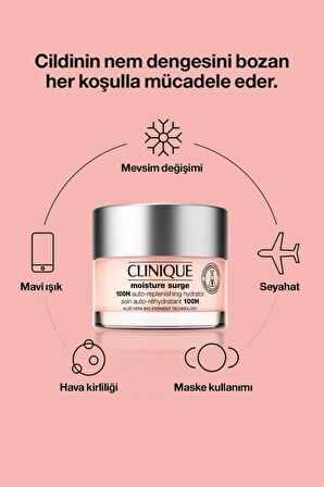 Clinique Moisture Surge 100 Saat Etkili Nemlendirici Canlandırı Etki Cilt ve Göz Bakım Kremi 50+15ml