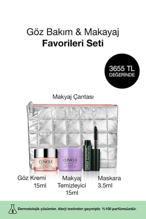 Göz Bakım & Makyaj Favorileri Seti - Göz kremi 15ml, Balm 15ml, Maskara 3.5ml, Çanta