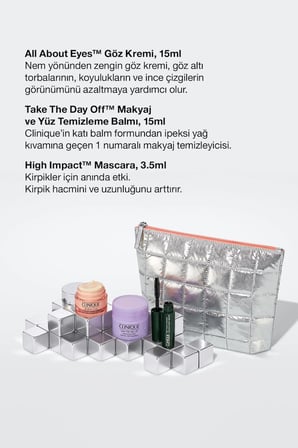 Göz Bakım & Makyaj Favorileri Seti - Göz kremi 15ml, Balm 15ml, Maskara 3.5ml, Çanta