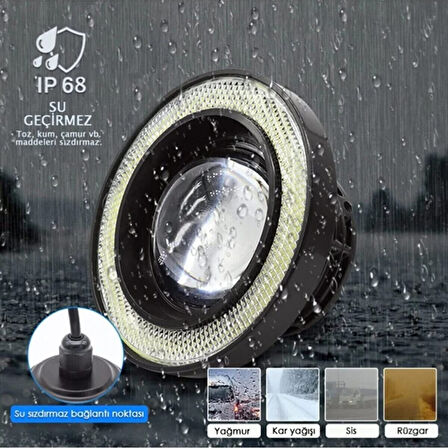 Universal Mercekli Led Angel Sis Farı, 76mm Turuncu