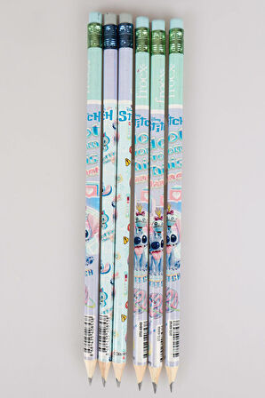 DEKOMUS İLE LİSANSLI STITCH 6 ADET SİLGİLİ KURŞUN KALEM