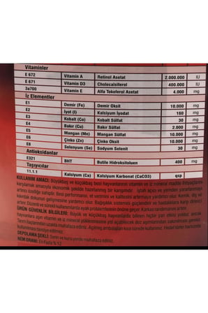 Yüksek kaliteli büyük ve küçükbaş hayvanlar için vitamin premiksi, 20 kg paket