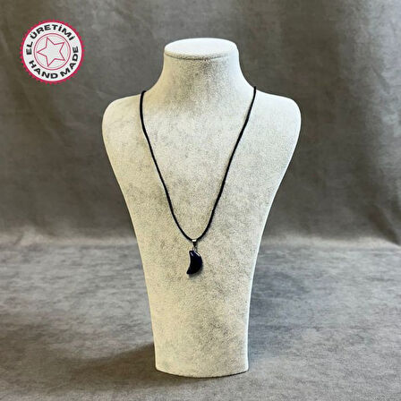 Uretti - Tuğba 6667 3056 El Yapımı Akik Doğal Taş Ay Model Kolye