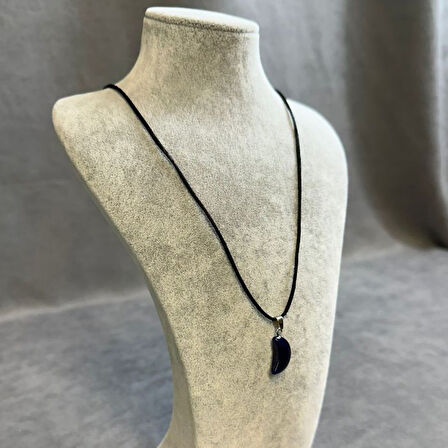 Uretti - Tuğba 6667 3056 El Yapımı Akik Doğal Taş Ay Model Kolye