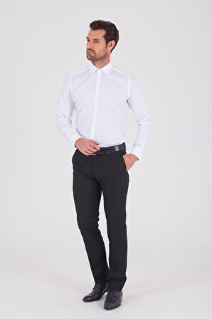 Erkek Beyaz Slim Fit Pamuklu Uzun Kollu Gömlek