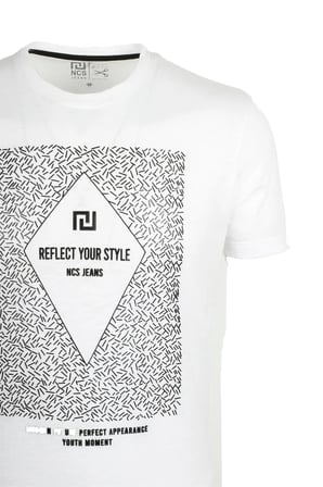 Erkek Tişört Bisiklet Yaka Beyaz %100 Pamuk Slim Fit Baskılı T-shirt NCS JEANS 1924
