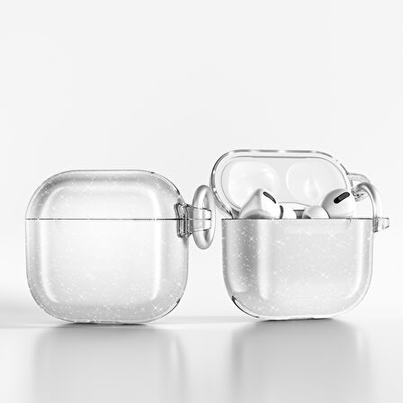 Gpack Apple Airpods 4 Uyumlu Kılıf Parlayan Simli Transparan Airbag 32