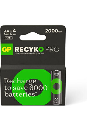 Batteries ReCyko Pro AA Kalem Ni-Mh Şarjlı Pil, 1.2 Volt, 4'lü Kart FxYM 1126906