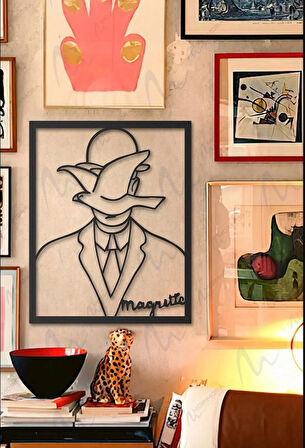 Rene Magritte Metal Duvar Tablosu - Siyah