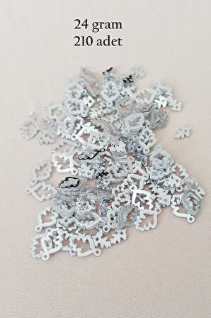 Oya Abiye Bileklik Kolye Pleksi Metalik Plastik Pul Gümüş Renk 24 gram 210 adet - BNC573
