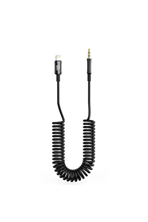 Jack-Lightning Aux Araç Hoparlör Bağlantı Kablosu| Yaylı Uzatmalı 1M| iPhone AUX Kablosu,Dönüştürücü