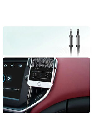 3.5mm-Aux To 3.5mm-Aux Kablo | iPhone 15, Android Telefonlar İçin | Araba AUX Kablosu 1 Metre (MAVİ)