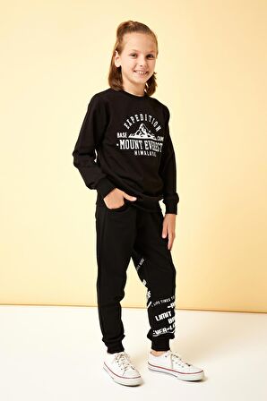 Expedition Baskılı Erkek Çocuk Sweatshirt Siyah