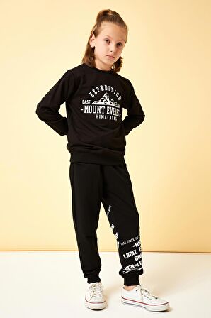 Expedition Baskılı Erkek Çocuk Sweatshirt Siyah