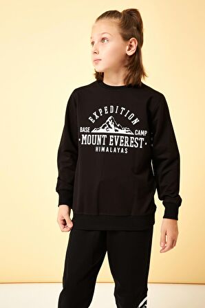 Expedition Baskılı Erkek Çocuk Sweatshirt Siyah