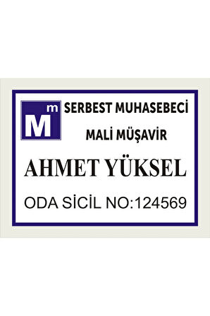 Serbest Muhasebeci Mali Müşavir Kapı isimliği Aliminyum parlak Metal Levha 19*26cm