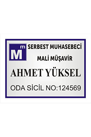 Serbest Muhasebeci Mali Müşavir Kapı isimliği Aliminyum parlak Metal Levha 19*26cm