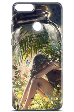 Huawei P Smart 2017 uyumlu Girls 27 HD Desenli Kelebek ve Genç Kız
