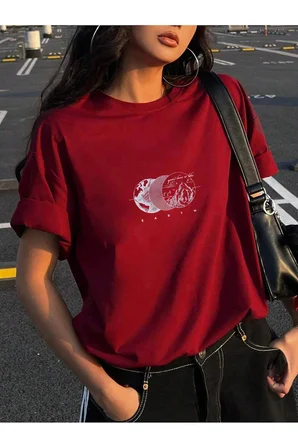 Unisex Earth Baskılı Tasarım Tshirt