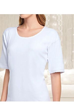 Kadın Ribana Yarım Kollu Kaşkorse Atlet 6'lı Paket