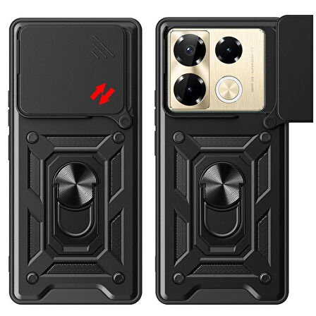 Gpack İnfinix Note 40 Pro Plus Kılıf Pars Sürgülü Vega Yüzüklü Sert Silikon